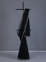 Black organza tissue saree with cutdana and sequins sparkle