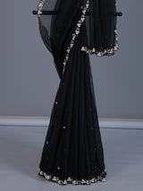Black organza tissue saree with cutdana and sequins sparkle