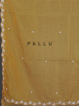 Mustard yellow organza tissue saree with festive sequins shimmer
