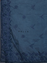 Navy blue organza tissue saree with sophisticated embroidery elegance