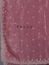 Onion pink tissue silk saree with shimmering festive elegance