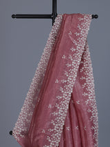 Onion pink tissue silk saree with shimmering festive elegance