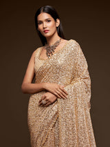 Graceful ivory embroidered reception wear saree