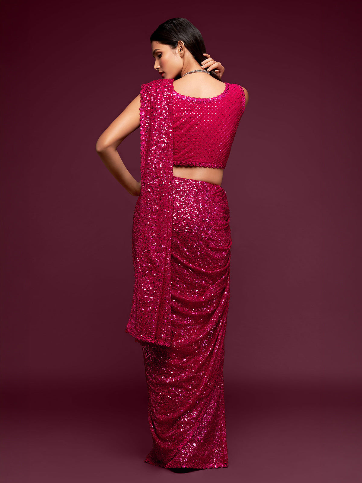 Radiant hot pink designer festive saree