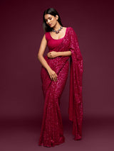 Radiant hot pink designer festive saree