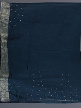 Navy banarasi silk zari worked saree for wedding celebration