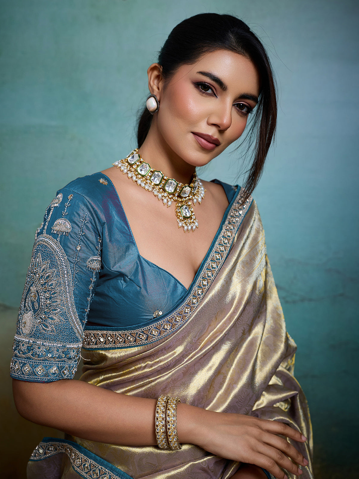 Royal gold festive banarasi saree