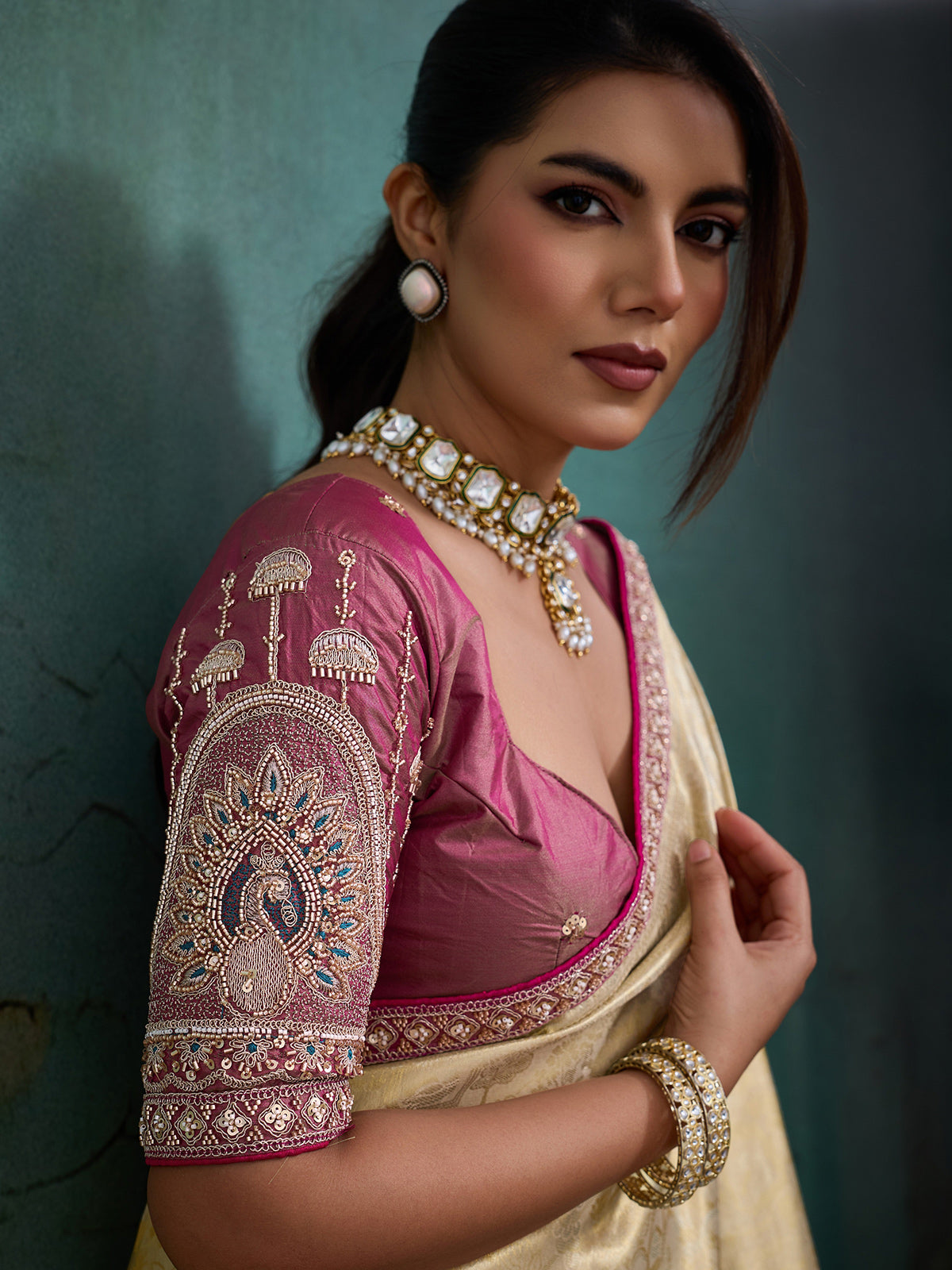 Majestic light yellow festive drape saree