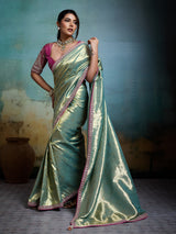 Opulent blue banarasi reception wear saree