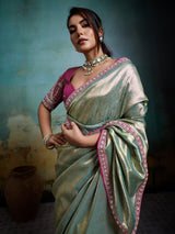 Opulent blue banarasi reception wear saree