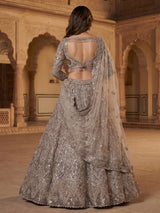 Mocha brown net designer lehenga choli