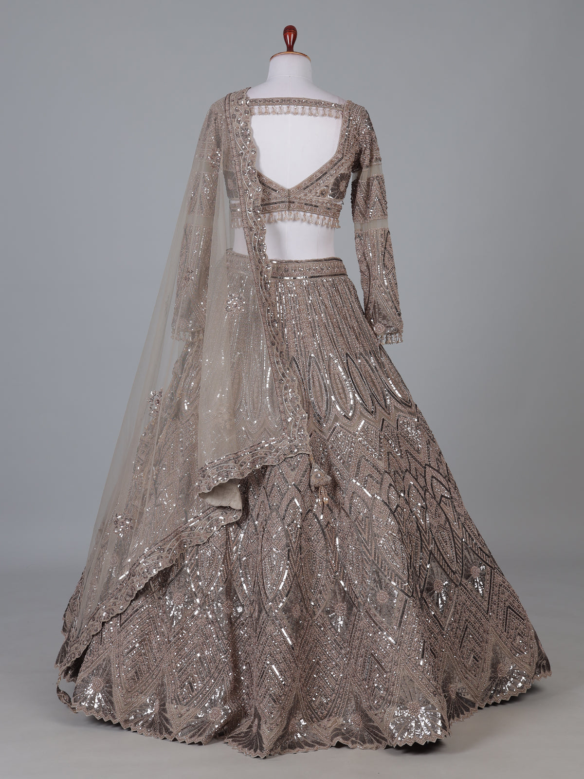 Mocha brown net designer lehenga choli