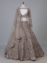 Mocha brown net designer lehenga choli