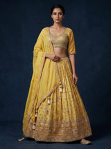 Mustard yellow festive wedding lehenga choli