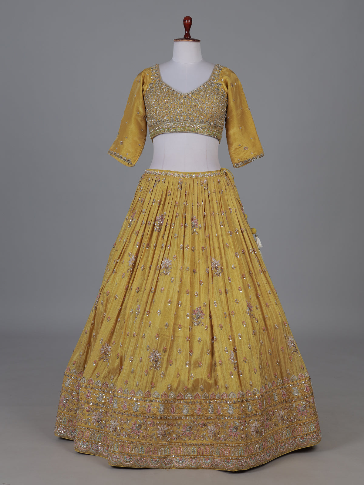 Mustard yellow festive wedding lehenga choli