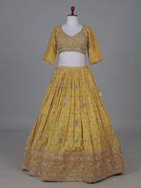 Mustard yellow festive wedding lehenga choli