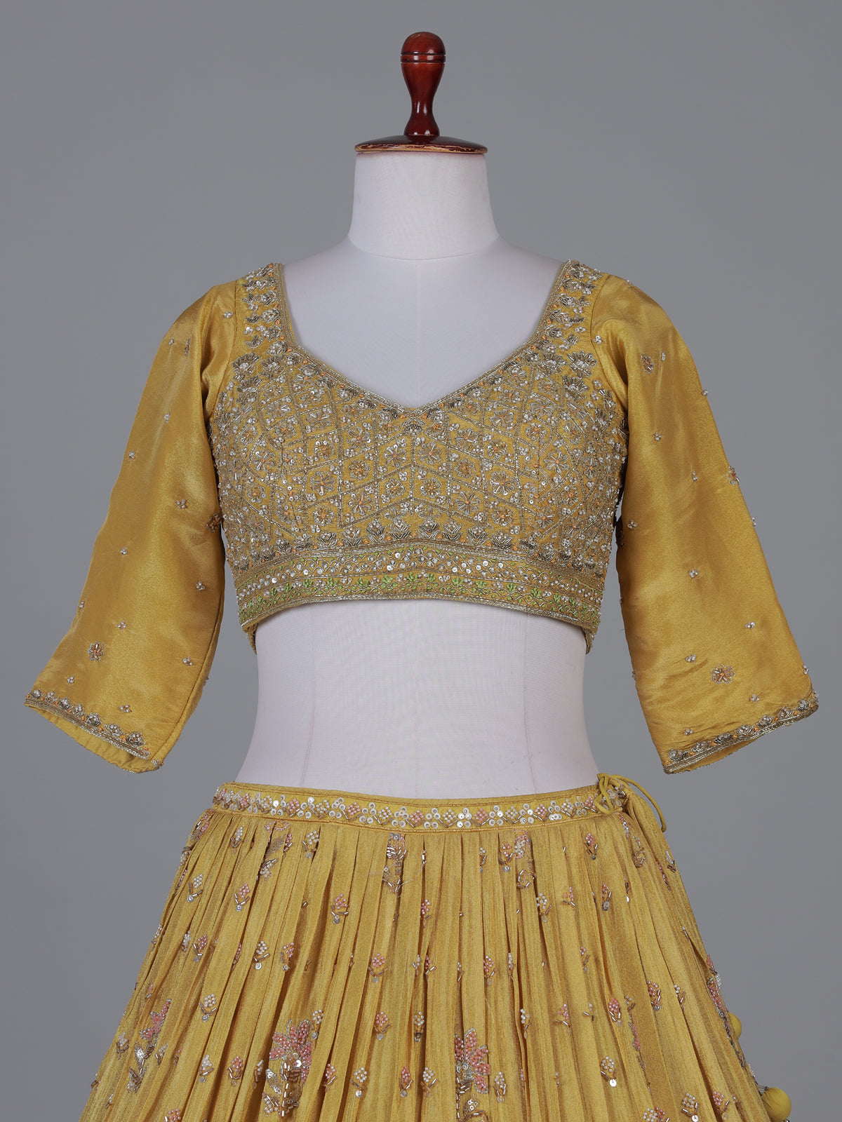 Mustard yellow festive wedding lehenga choli