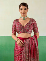Royal maroon ajrakh festive saree