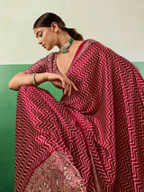 Royal maroon ajrakh festive saree
