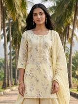 Lemon yellow silk festive palazzo suit