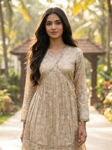Elegant fawn beige silk blend palazzo suit
