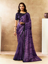 Sophisticated purple abstract satin saree