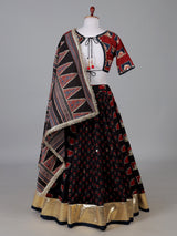 Black printed festive lehenga choli