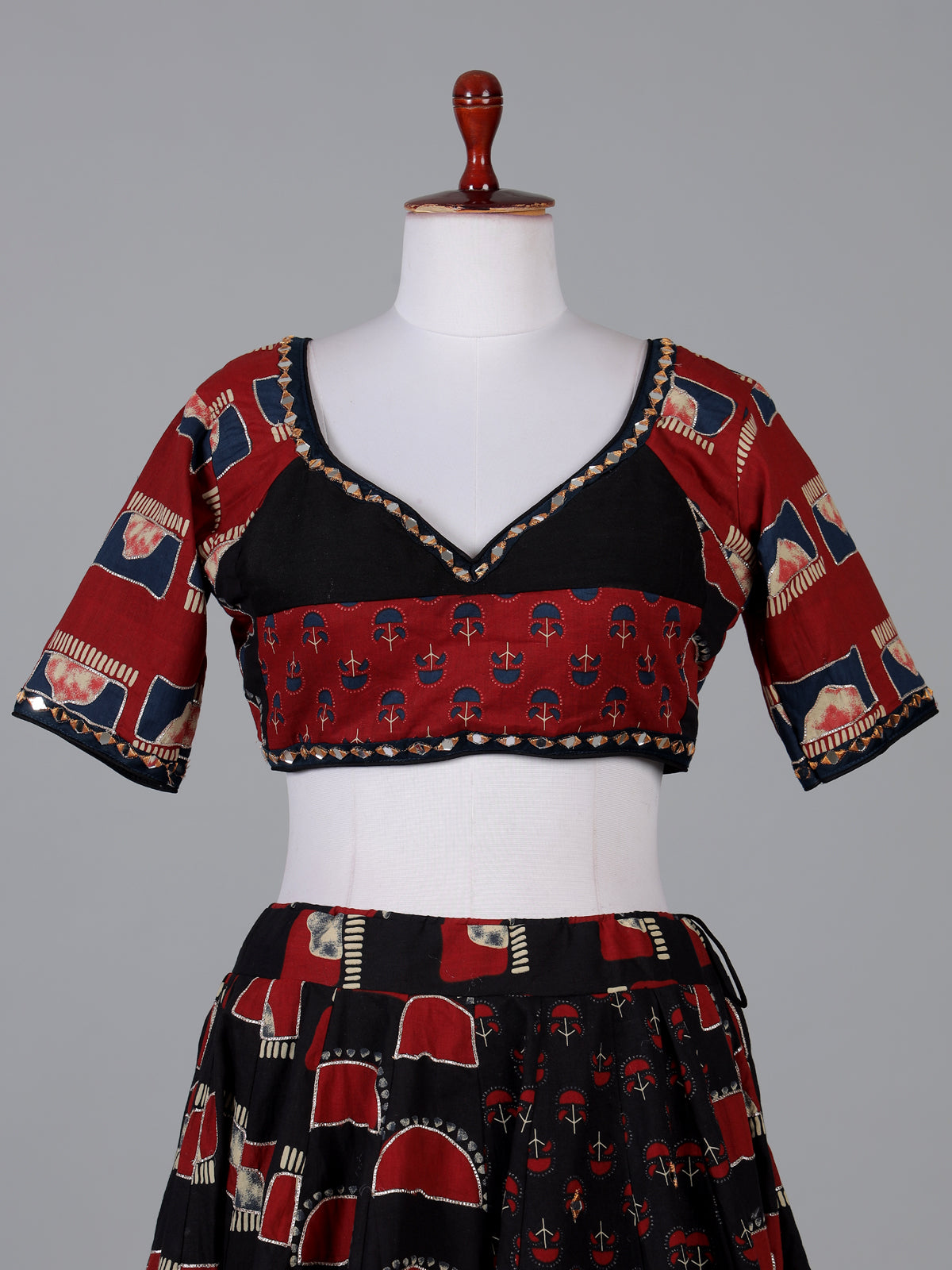 Black printed festive lehenga choli