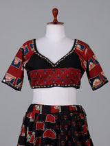 Black printed festive lehenga choli