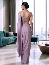 Lavender chiffon indo western ready to wear saree