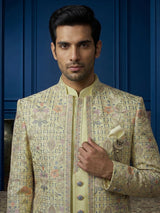 Cream designer contemporary Indo western set