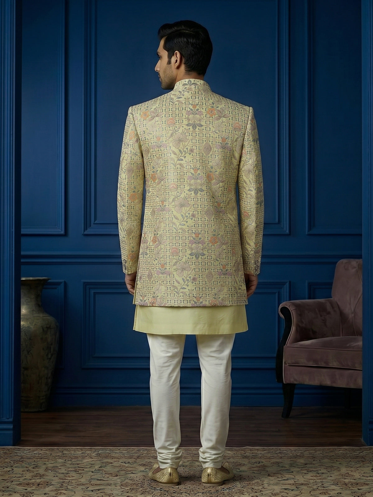 Cream designer contemporary Indo western set