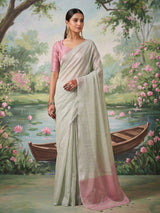 Mint frost woven tissue silk saree