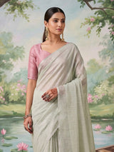 Mint frost woven tissue silk saree