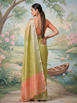 Forest green festive drape saree