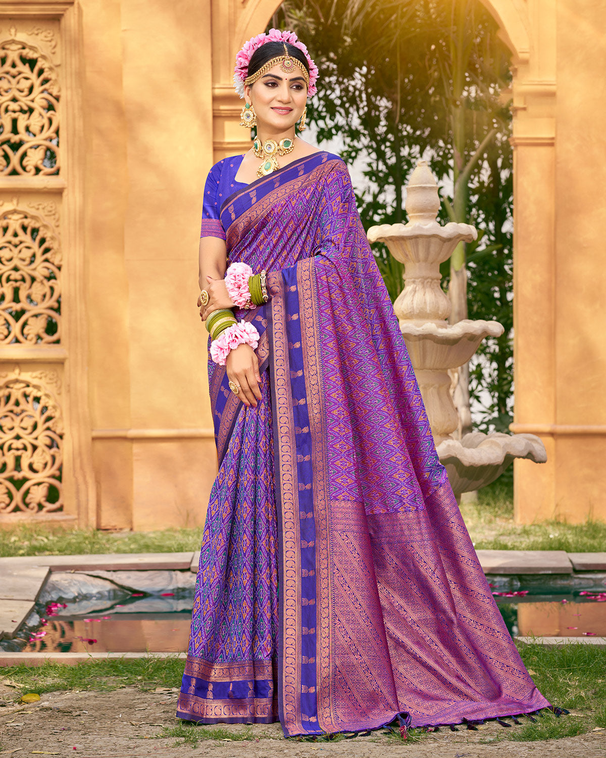 Royal purple heritage silk saree