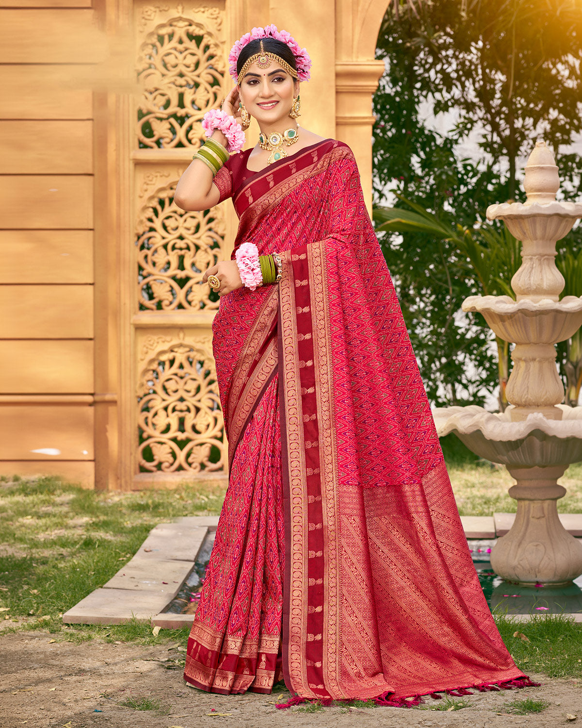 Blush pink festive silk saree