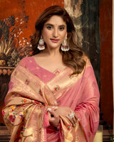 Rosy light pink festive saree