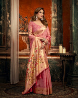 Rosy light pink festive saree