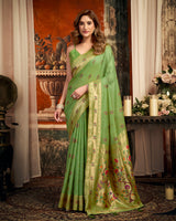 Alluring green festive woven saree