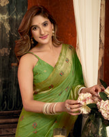 Alluring green festive woven saree