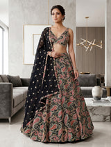 Jet black heritage festive lehenga choli