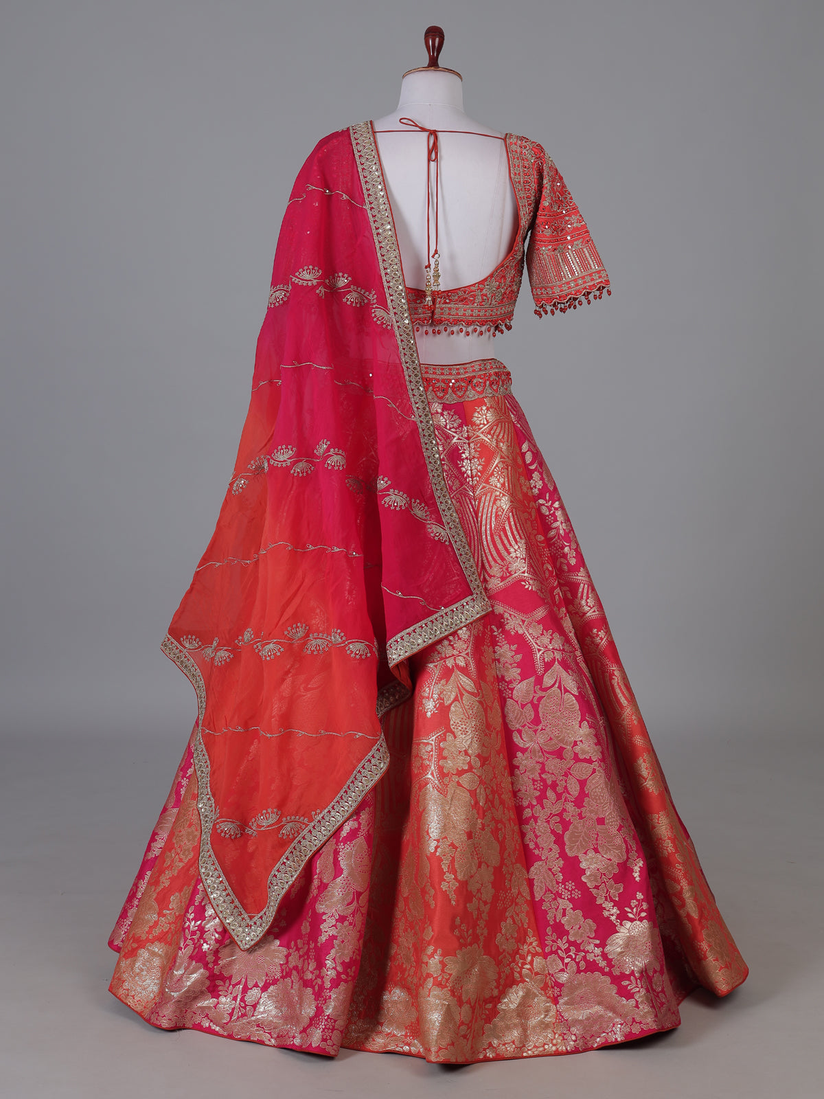 Red Banarasi wedding lehenga choli