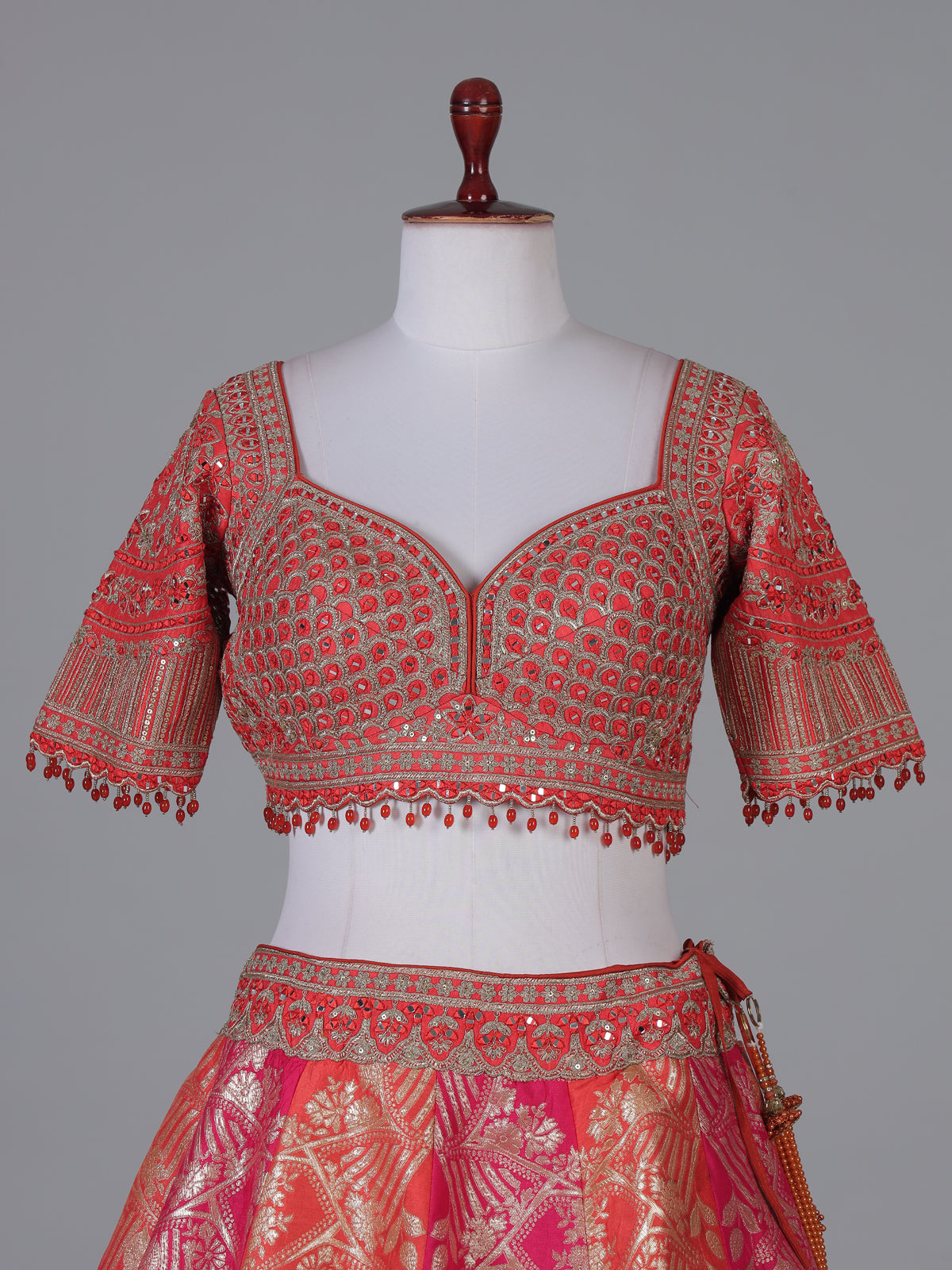Red Banarasi wedding lehenga choli