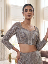 Taupe brown satin indo western lehenga choli