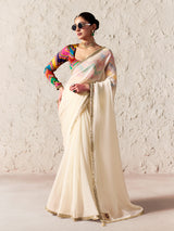 Regal cream digital partywear saree