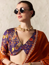 Majestic rust orange festive saree