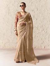 Refined beige embellished digital saree