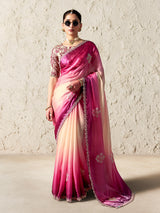 Elegant shaded pink festive saree