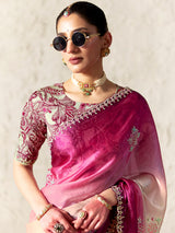 Elegant shaded pink festive saree